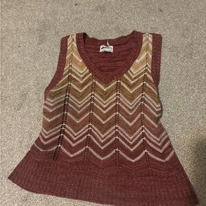 Vintage sweater vest. Fall colours in chevron pattern